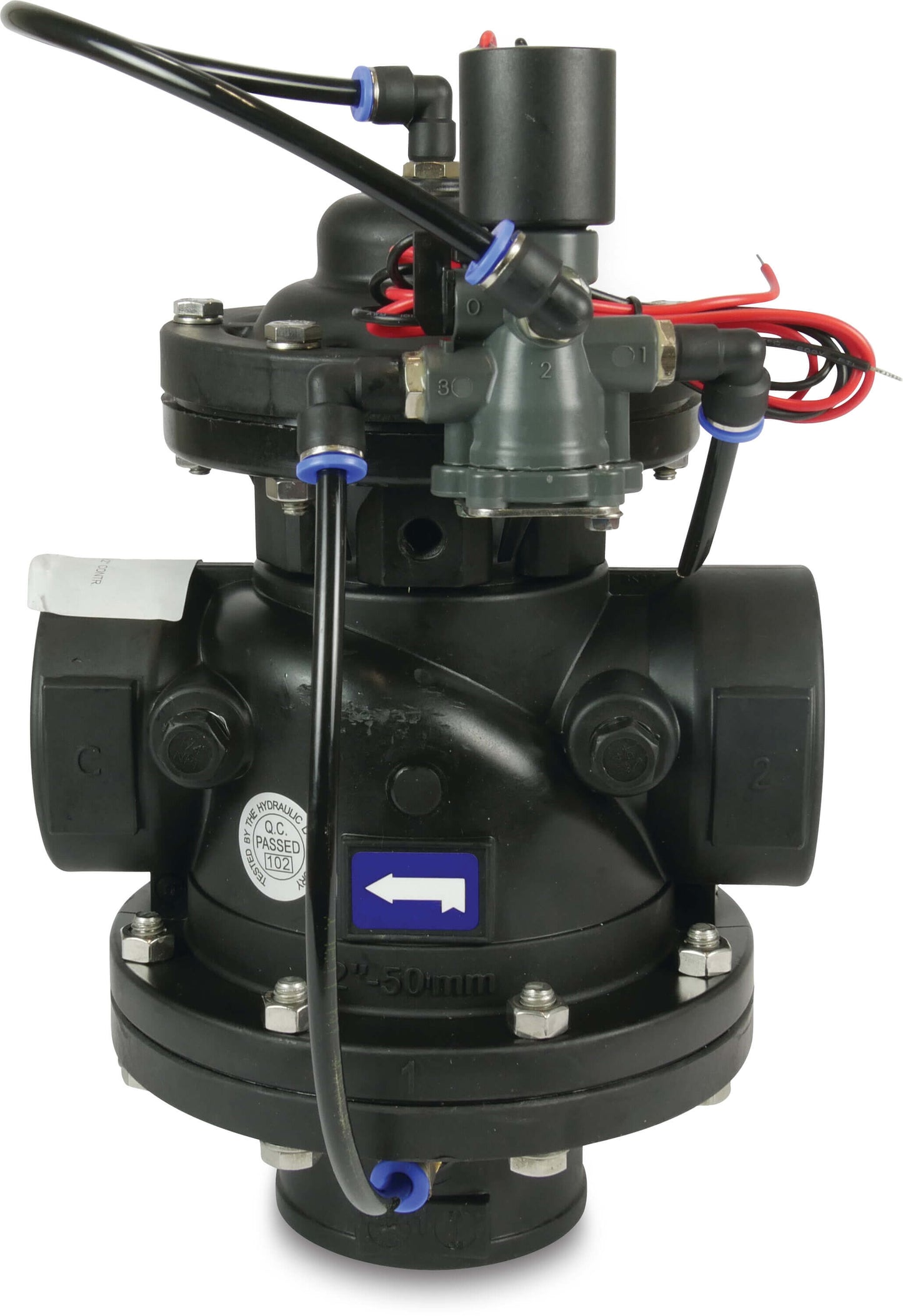 Bermad Rückspül-Magnet-Ventil Polyamid 6-30GF 2" Innengewinde 10bar 9VDC Schwarz Typ 350 Winkel