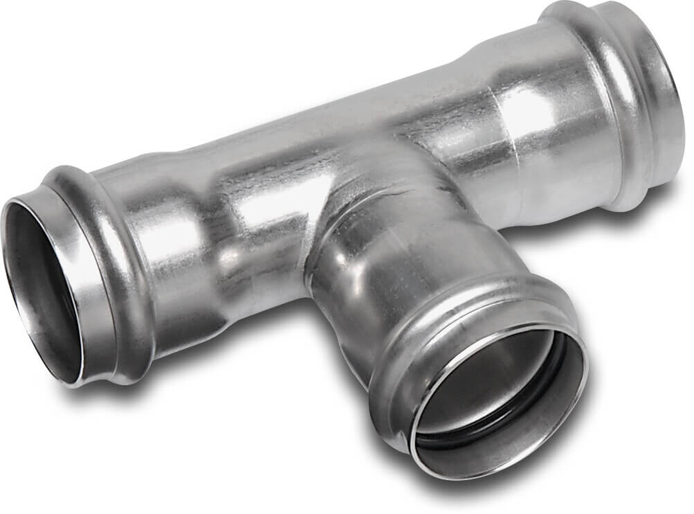Bonfix Reduzier T-Stück 90° Edelstahl 316L Pressmuffe KIWA