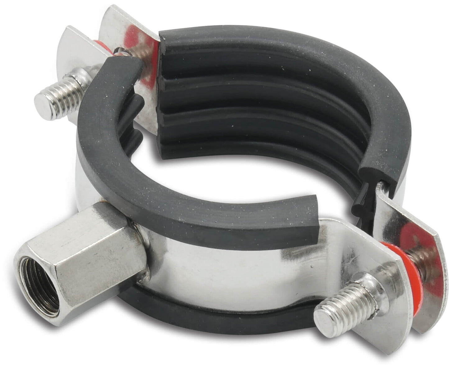 Schraubrohrschelle Edelstahl 304 81-86 mm x M8/M10 Innengewinde Typ 2-Teilig