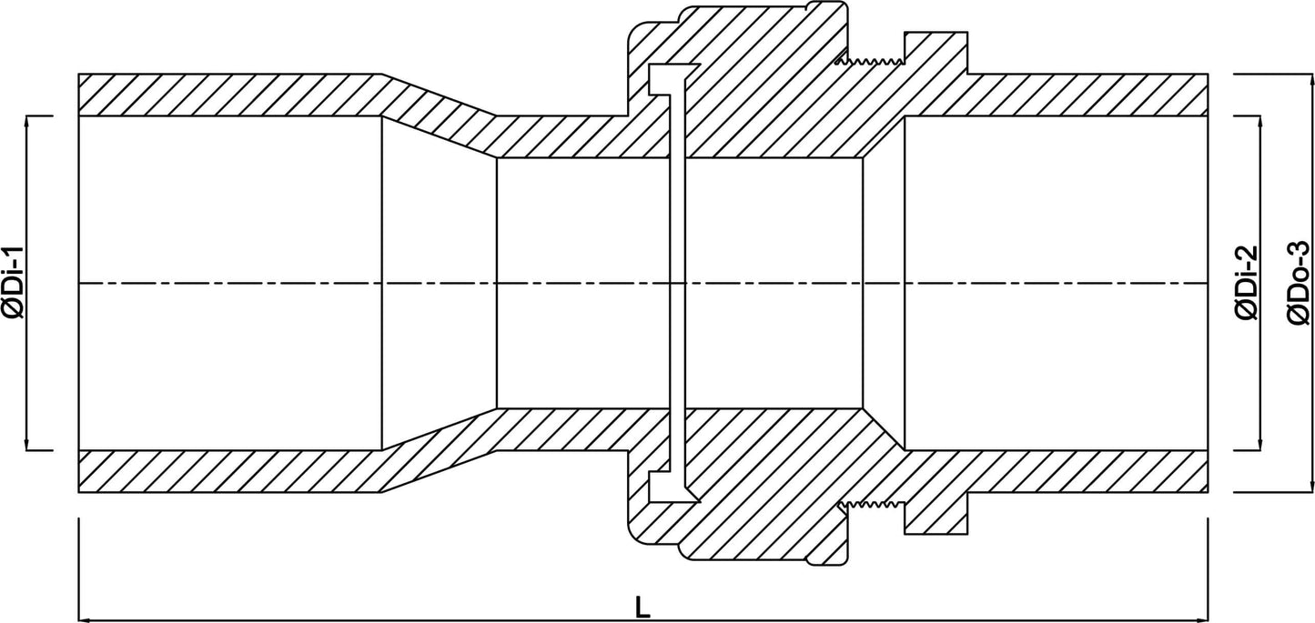 VDL Verschraubung PVC-U 32 mm x 32/40 mm Klebemuffe x Klebemuffe/Klebestutzen 7,5bar Grau (VE: 10 St.)