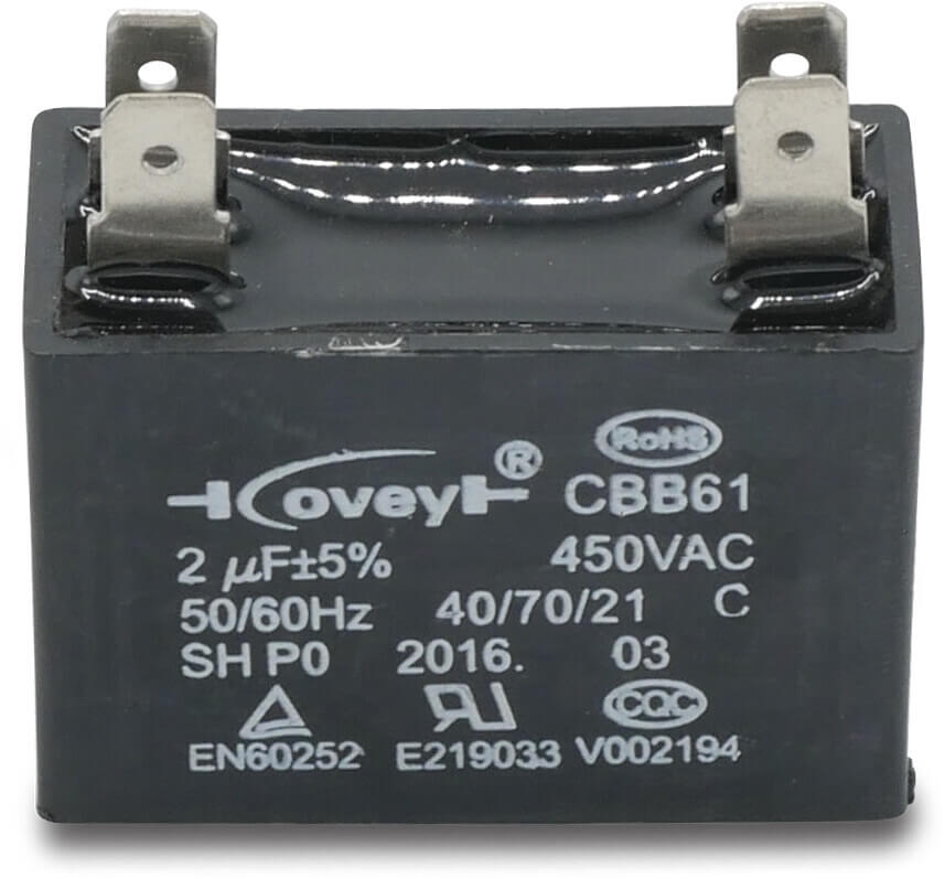 Kondensator 2µF Typ quadratisch gesteckt