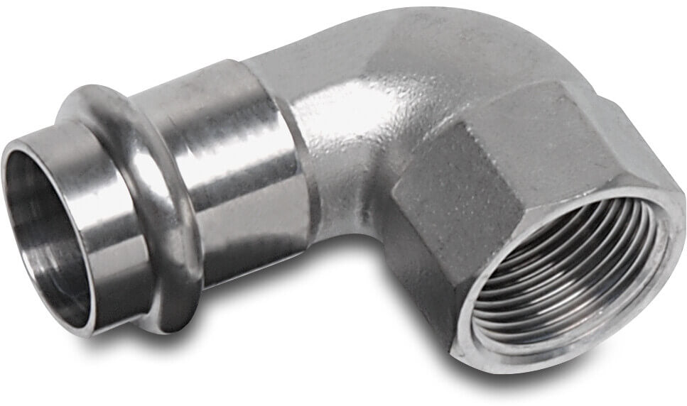 Bonfix Winkel 90° Edelstahl 316L Innengewinde x Pressmuffe KIWA