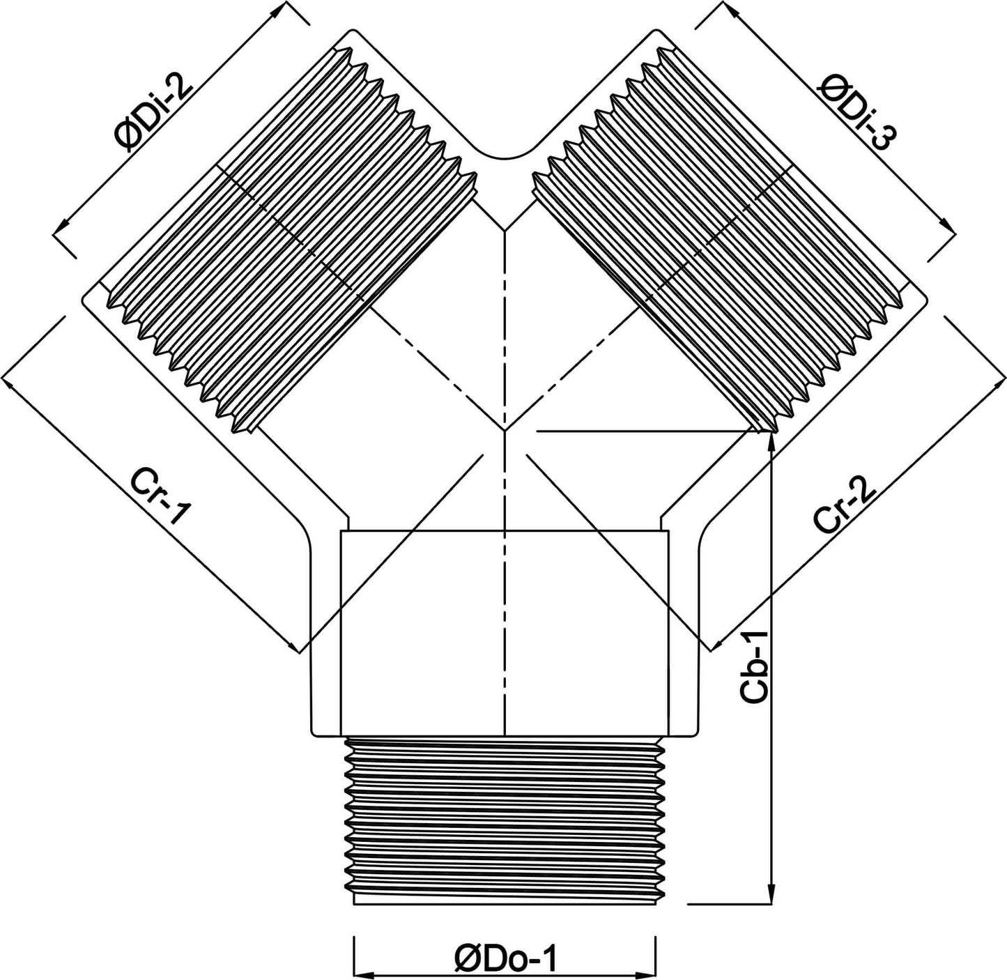 Profec Nr. 220 Y-Stück Messing 1/2" Innengewinde x Außengewinde x Innengewinde 30bar (VE: 10 St.)