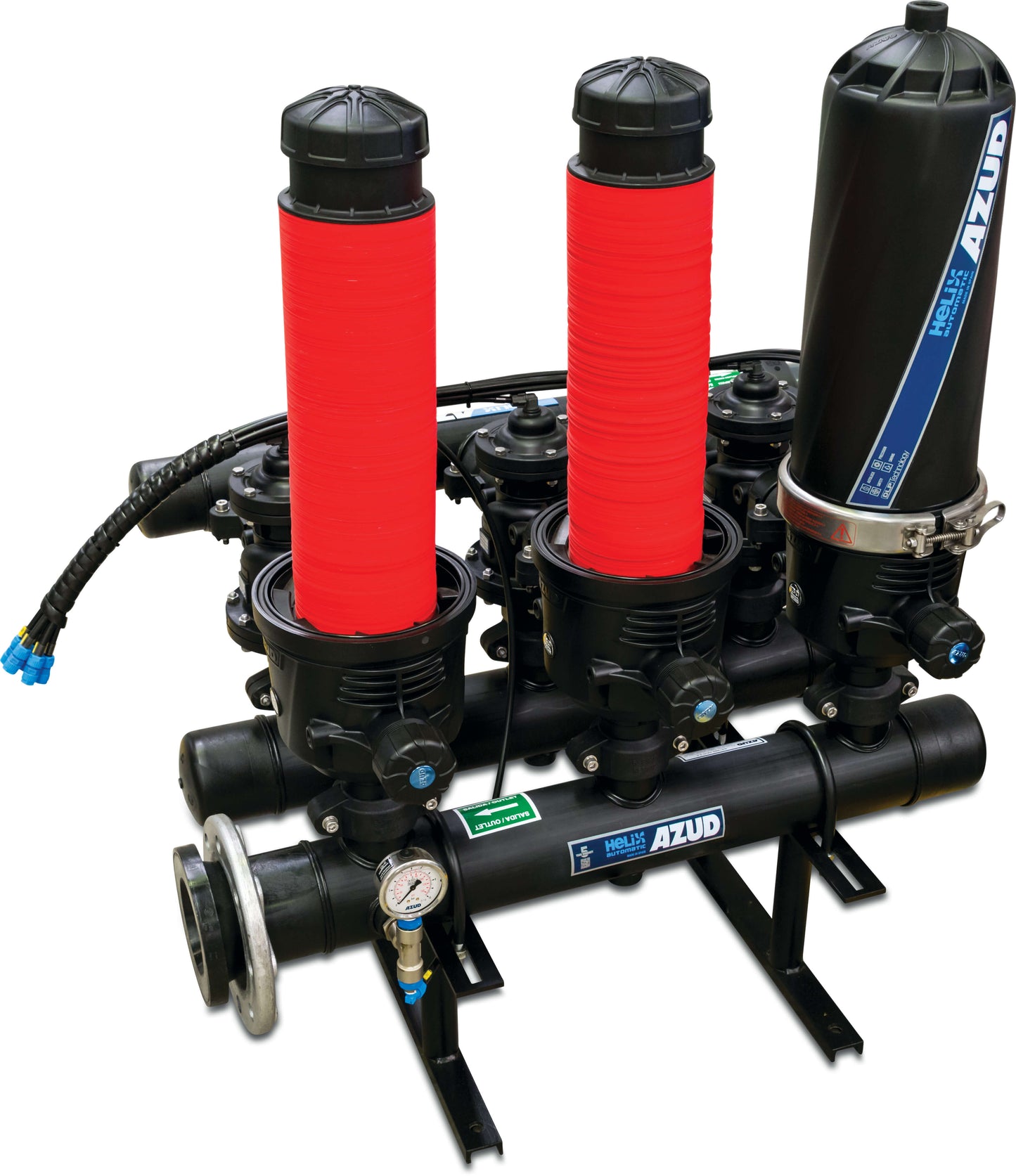 Azud Inline Helixfilter glasfaserverstärktes Nylon Victaulic 10bar 130micron Disk/Scheiben 230VAC Schwarz Typ