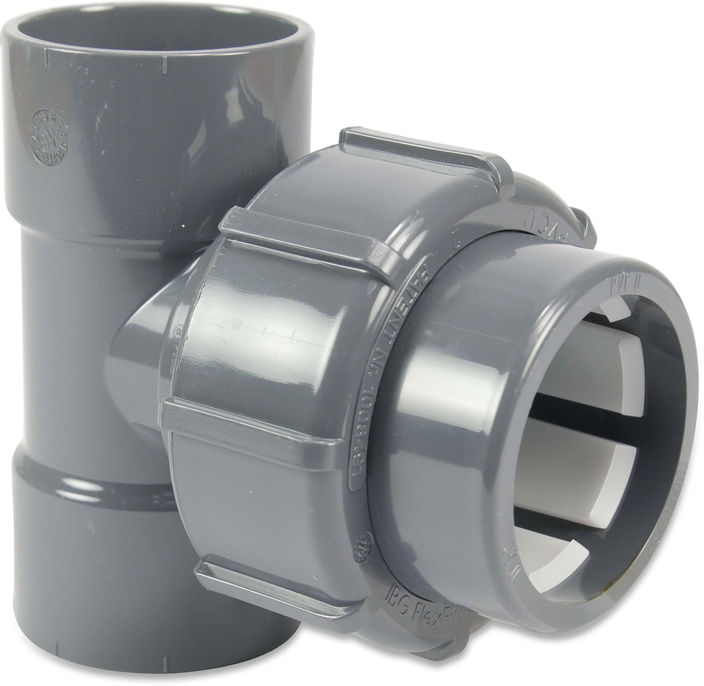T-Stück 90° PVC-U 50 mm Klebemuffe x Klemm x Klebemuffe 4bar Grau