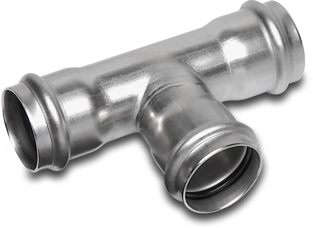 Bonfix T-Stück 90° Edelstahl 316L Pressmuffe KIWA