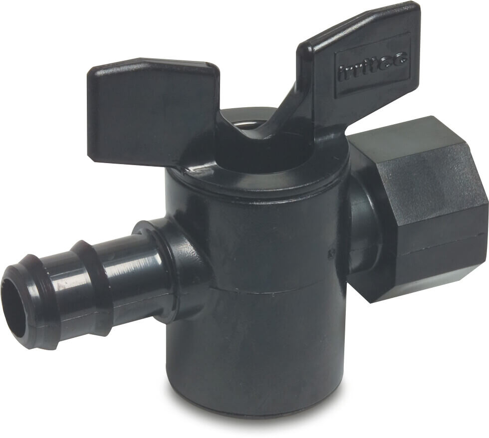 Absperrhahn PP 16 mm x 1/2" Tülle x Innengewinde 6bar Schwarz