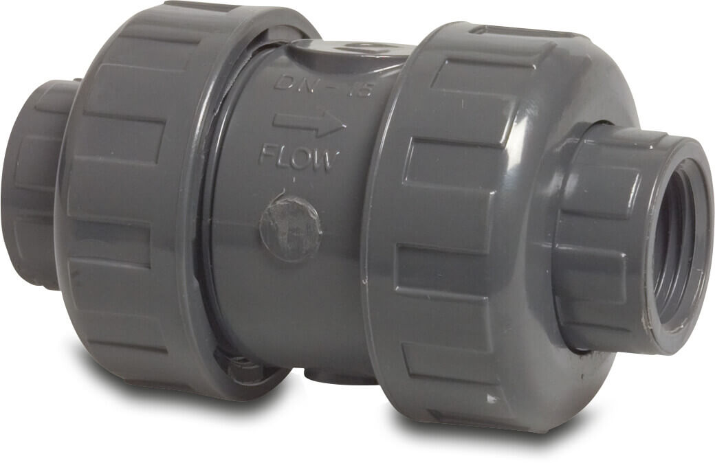 Profec Rückschlagventil PVC-U 2" Innengewinde 16bar DN50 Grau Typ 5000 Federbelastet