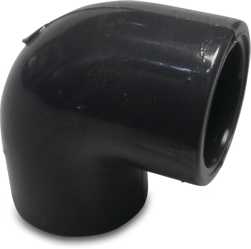 Winkel 90° PVC-U Klebemuffe 16bar Grau KIWA