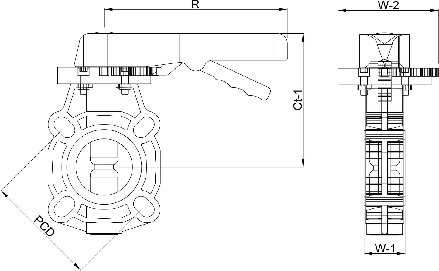 Profec Absperrklappe PVC-U DIN Flansch 10bar DN125 Grau PN6/10 Typ 7000