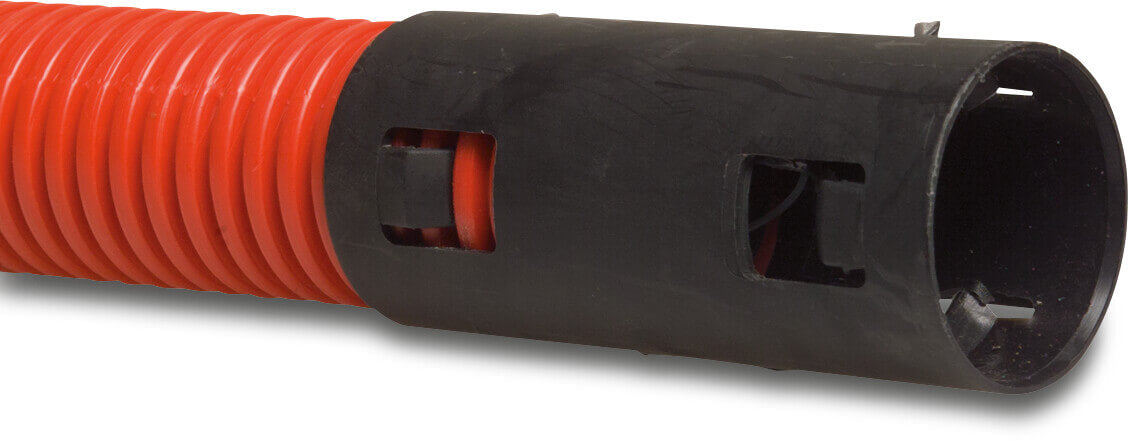 Kabelschutzschlauch PE Klick Muffe x Glatt DN110 Rot/Schwarz 25m