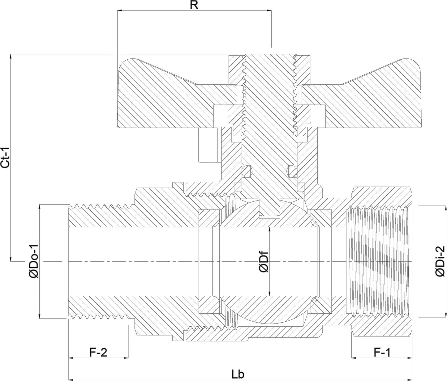 Profec Kugelhahn Messing Vernickelt Innengewinde x Außengewinde 25bar Typ 105