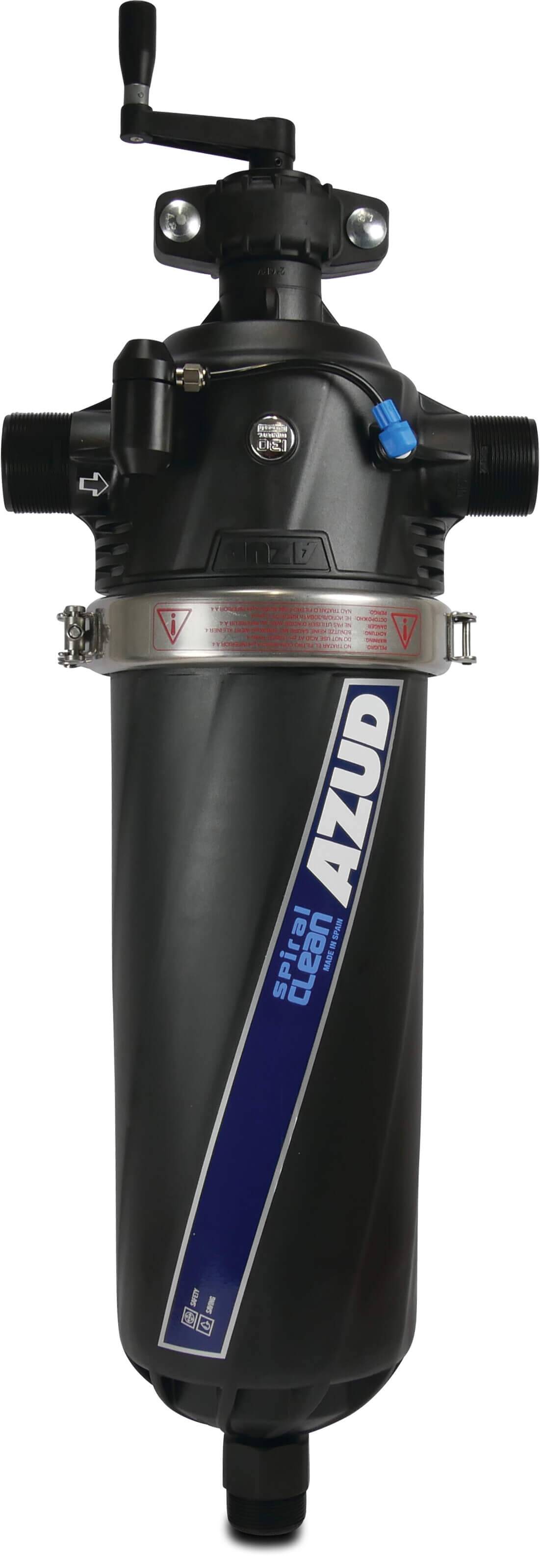 Azud Halbautomatischer Filter glasfaserverstärktes Nylon 2" Victaulic 10bar 130micron Edelstahl Gaze Schwarz Typ 2SW Super