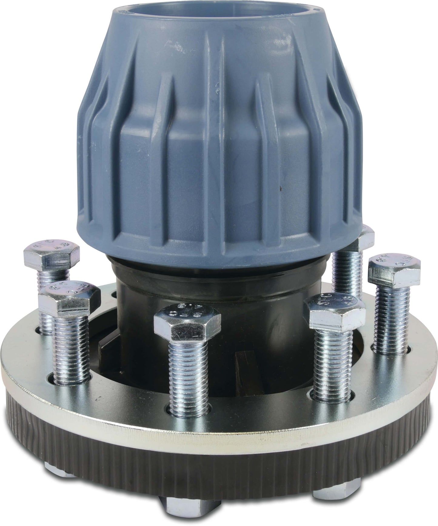 Jason Kupplung PP DIN Flansch x Klemm 16bar DN80 Schwarz/Blau PN16 DVGW/KIWA/WRAS/SVGW Typ EZ