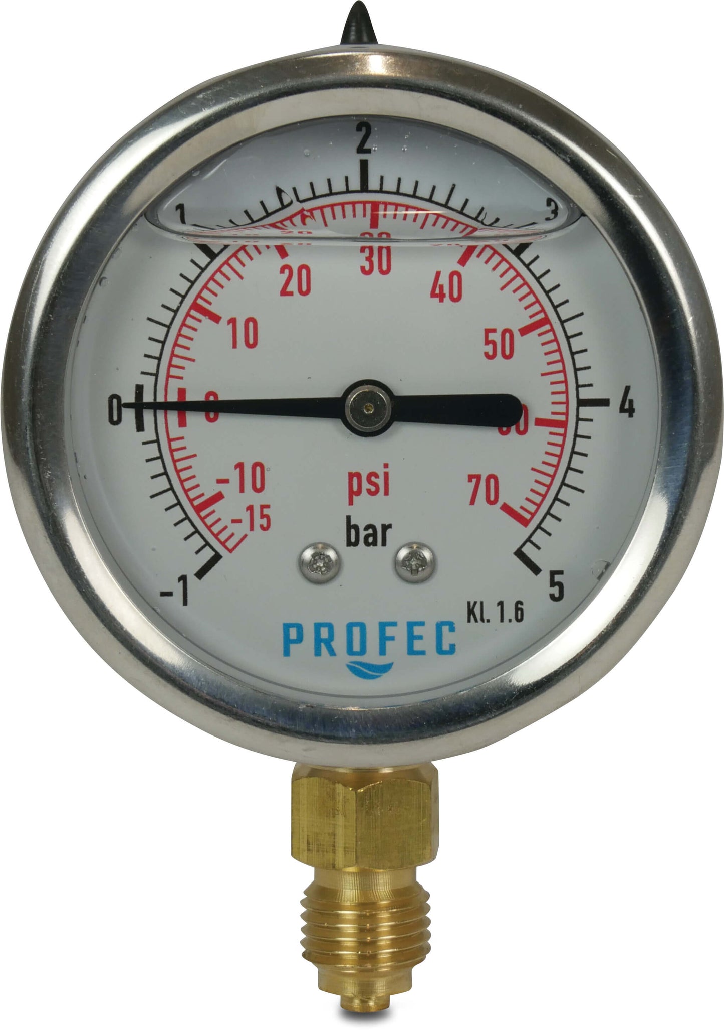 Profec Manometer 63 mm Außengewinde 0 - 25bar Typ Glyzeringefüllt Unten 1/4"