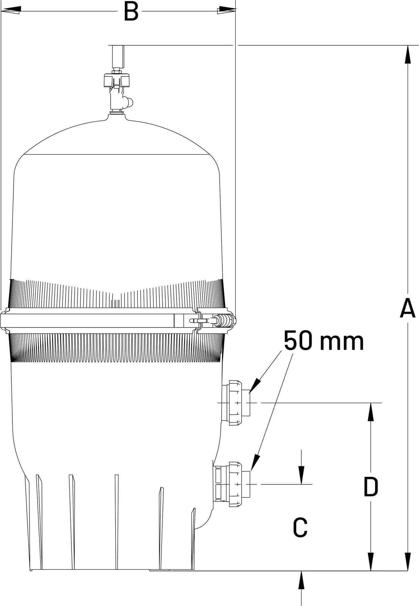 Norsup ICF230 Wasserfilter HDPE 2" Imperial Klebemuffe 3.5bar Grau