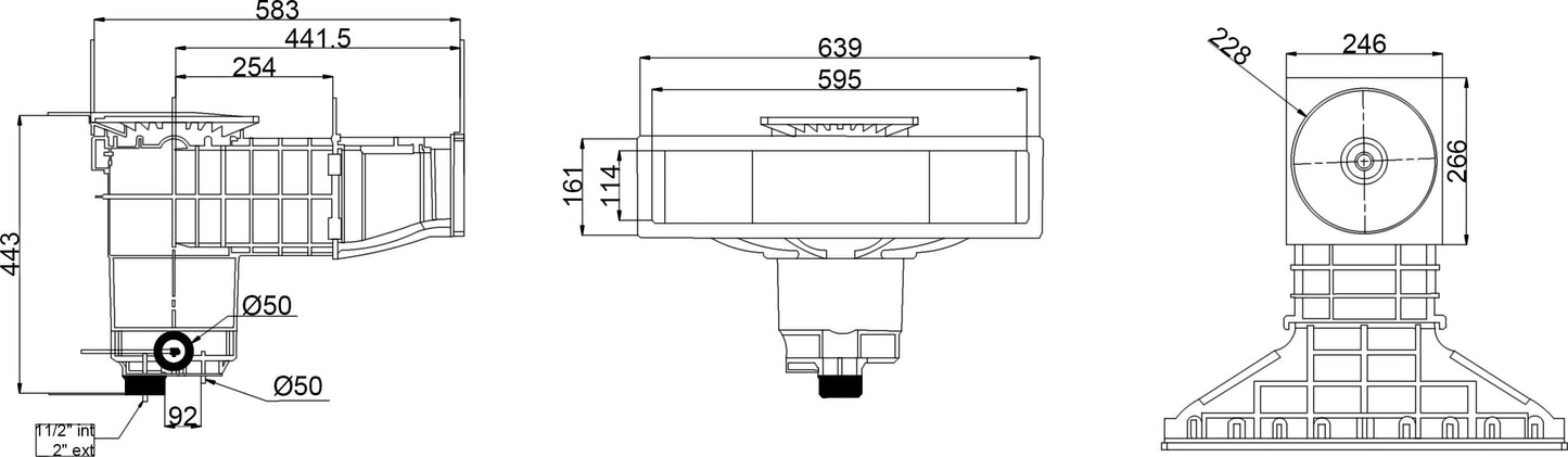Weltico Skimmer ABS 1 1/2" x 2" Innengewinde Weiß Typ A600 Design