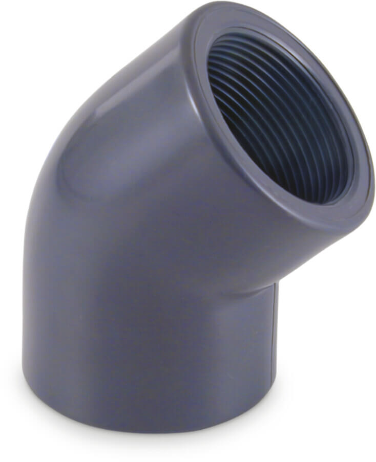 Profec Winkel 45° PVC-U Innengewinde 10bar Grau