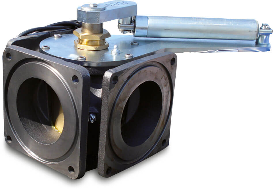MZ Dreiwegehahn Gusseisen 6" DIN Flansch 4bar Typ 0020