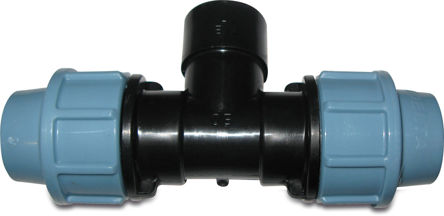 Unidelta T-Stück 90° PP Klemm x Innengewinde x Klemm 16bar Schwarz/Blau DVGW/KIWA/WRAS