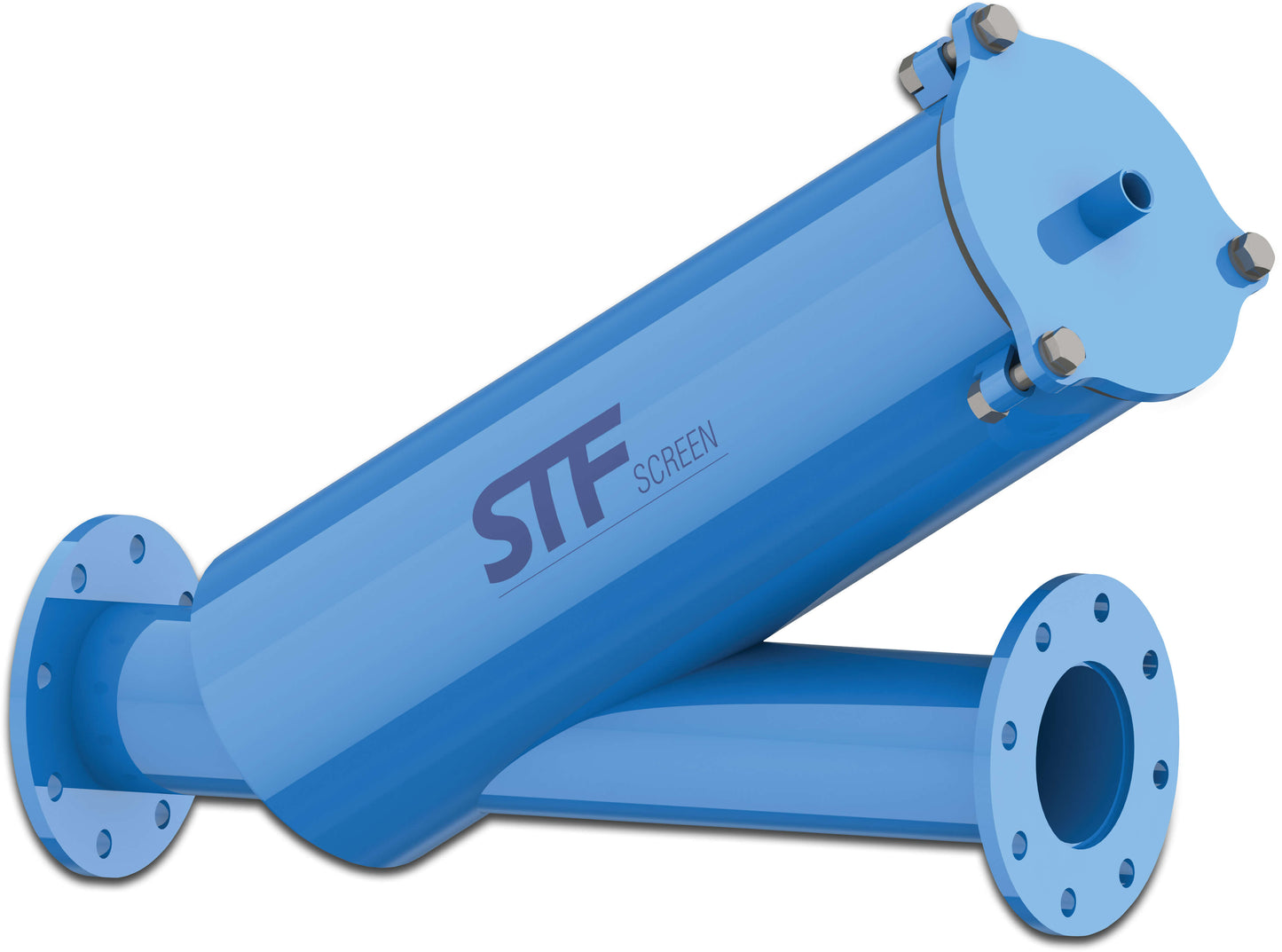 STF Inline-Filter carbon steel ST37.2 Epoxybeschichtung 3" DIN Flansch 10bar 120micron 2 mm DN80 Edelstahl Gaze Blau Typ FY-3
