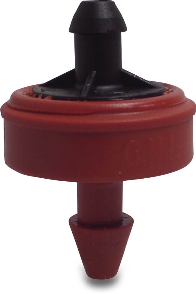 Netafim Tropfer Silikon Einsteck x Schlauchtülle 3,5bar 2ltr/h Schwarz/Rot Typ PC Kameleon (VE: 50 St.)