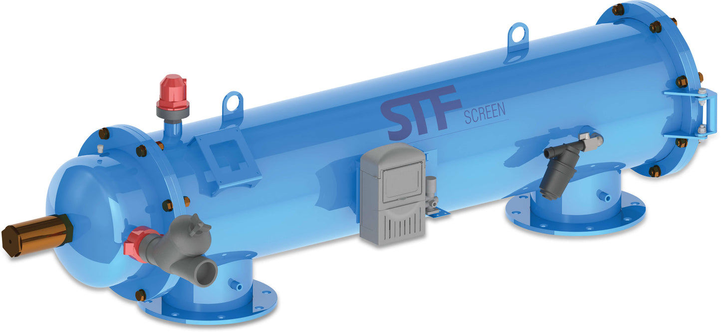 STF Automatisch hydraulisch Filter carbon steel ST37.2 Epoxybeschichtung DN100 DIN Flansch 10bar 120micron Edelstahl 316 6VDC Blau Typ FMA 4