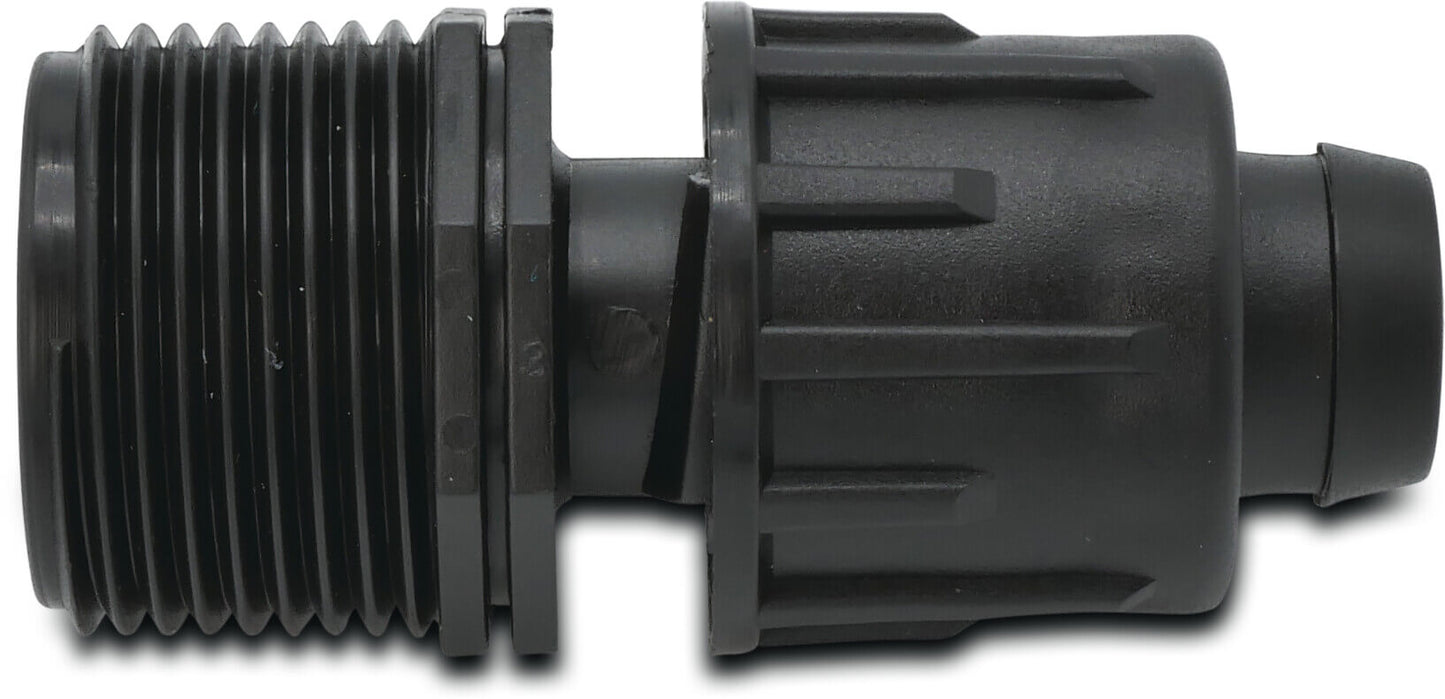 Adapter PP 3/4" x 17 mm Außengewinde x Tape 6bar Schwarz