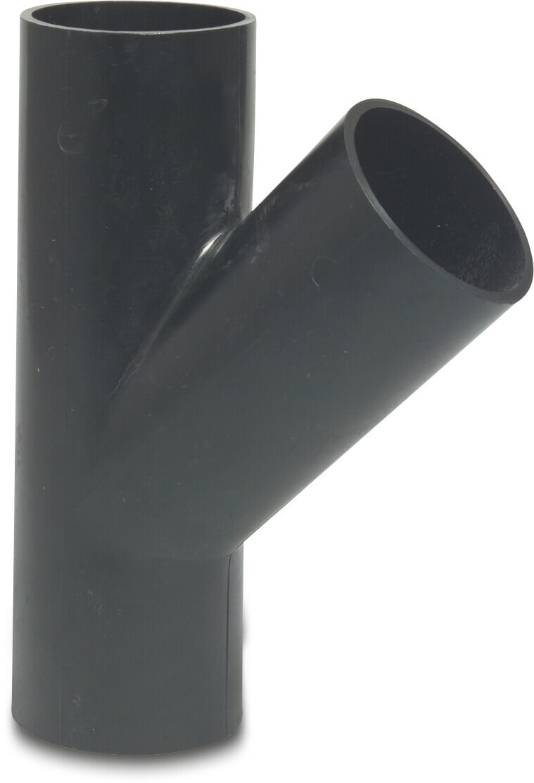 T-Stück 45° PE80 40 mm Schweißstutzen SDR26 4bar Schwarz