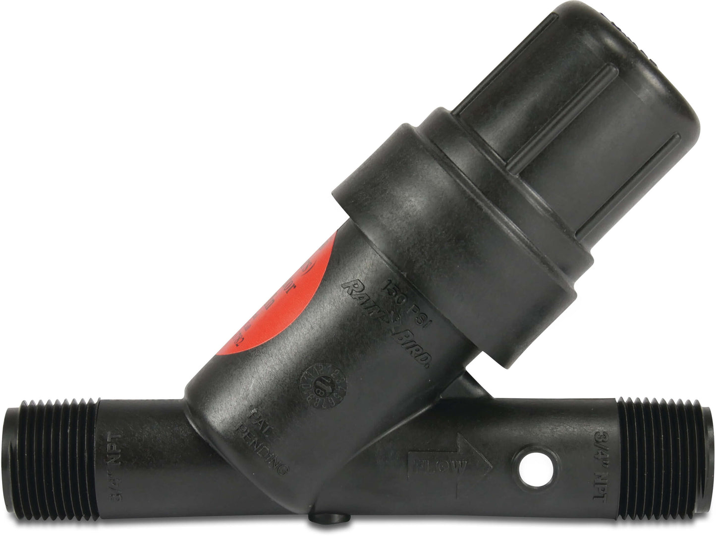 Rain Bird PRF-075-RBY Druckminderer-Filterkombination glass-filled Polypropylene 3/4" Außengewinde 75micron Edelstahl Gaze Schwarz