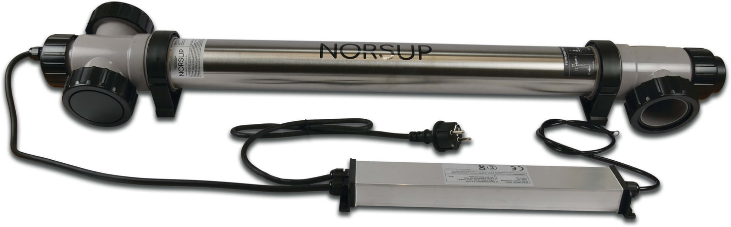 Norsup Supernova UV-C-Desinfektionseinheit duplex-edelstahl 50/63 mm x 1 1/2" Klebemuffe/Klebestutzen x Innengewinde 2bar 130W