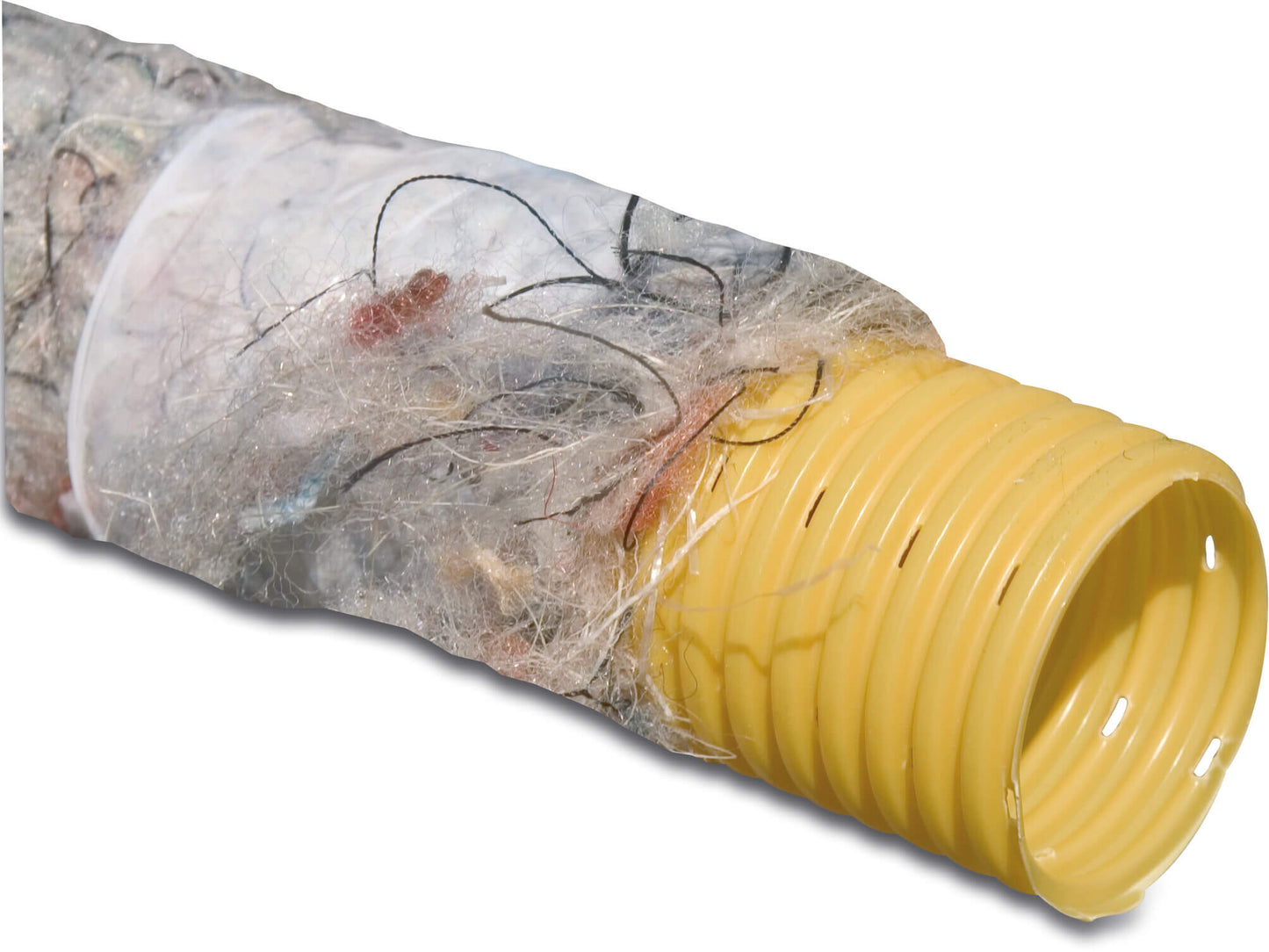Drainagerohr PVC-U Klick Muffe x Glatt Gelb 50m KIWA/KOMO Typ Perforiert, umwickelt mit PP450