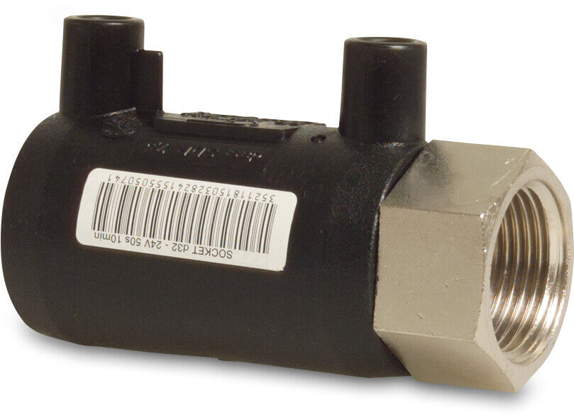 Profec Übergangsadapter PE100/Messing Vernickelt Elektroschweißmuffe x Innengewinde SDR7,6 24VAC 16bar 25bar Schwarz DVGW