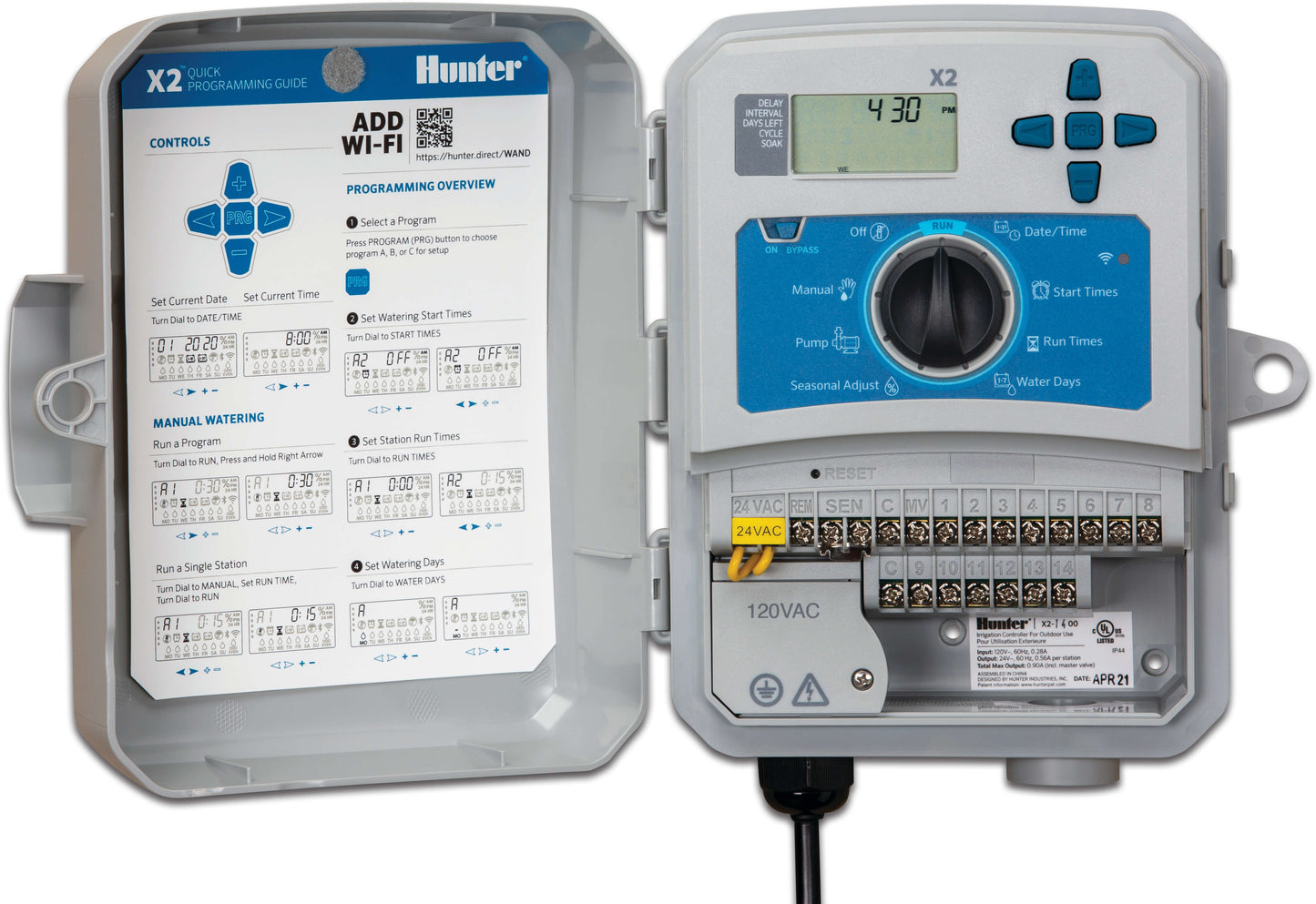 Hunter X2 Outdoor 801e Steuergerät 24VAC Blau/Weiß 8 Stationen