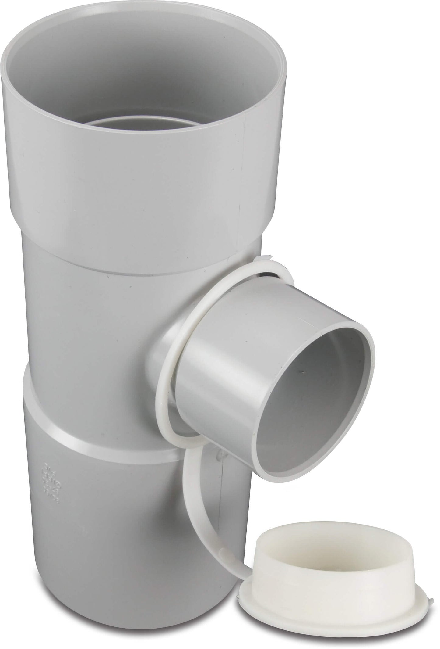 Regenwassersammler PVC-U 80 mm Klebemuffe Grau Typ mit Laubfänger und Überlauf 50mm