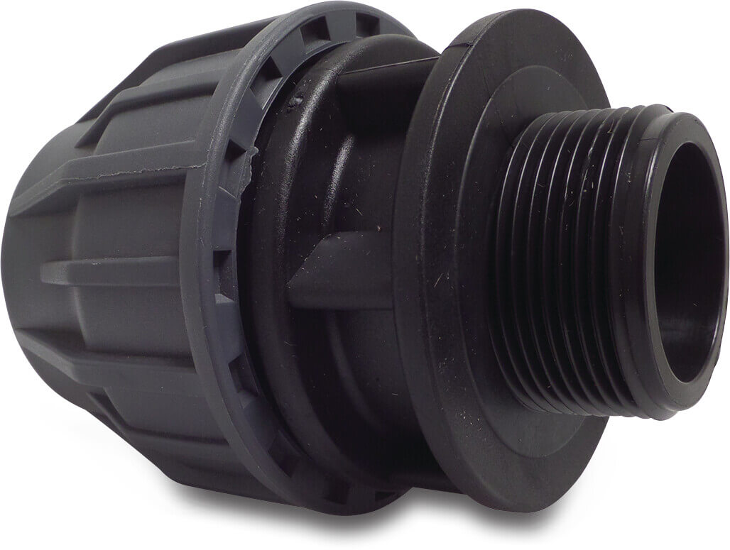 Jasonflex Verschraubung PP 50 mm x 2" Klemm x Außengewinde 16bar Grau/Schwarz