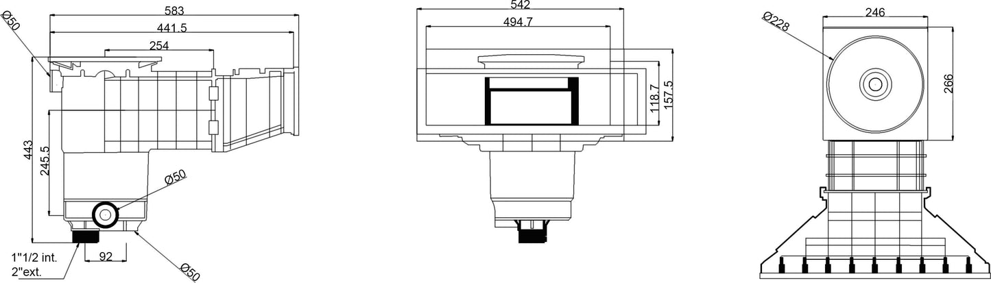 Weltico Skimmer ABS 1 1/2" x 2" Innengewinde Typ A500 Design