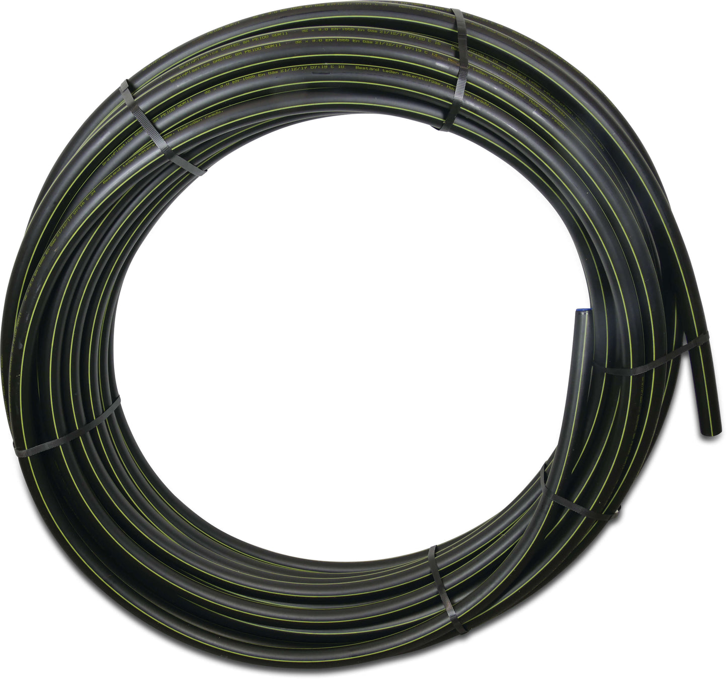 Druckrohr PE100 x Glatt SDR11 8bar Schwarz/Gelb 50m GASTEC
