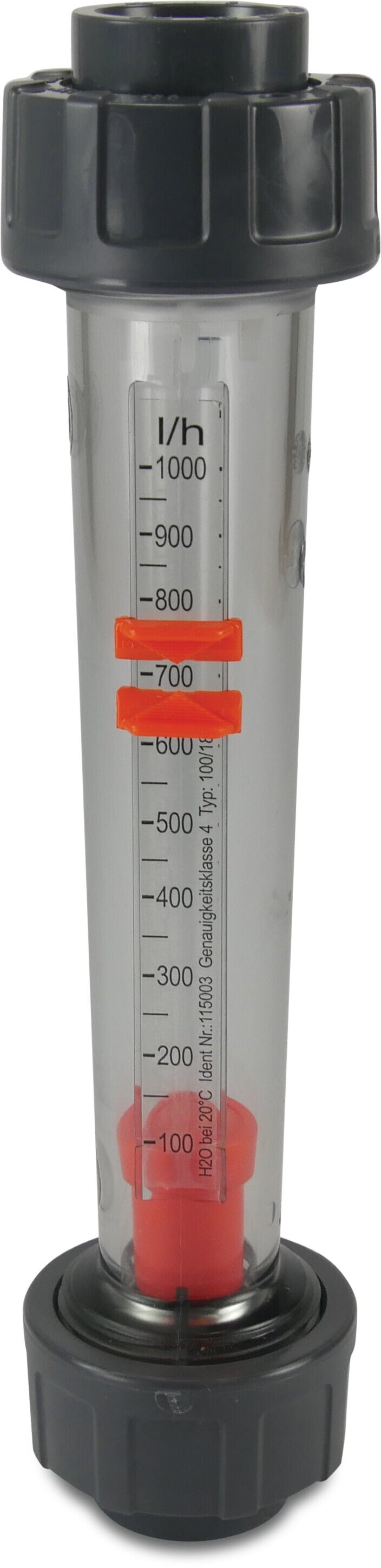 Durchflussmesser PVC-U DN15 x 20 mm x 20 mm Klebemuffe 10bar Transparent Typ DFM 170 40-400 L/St
