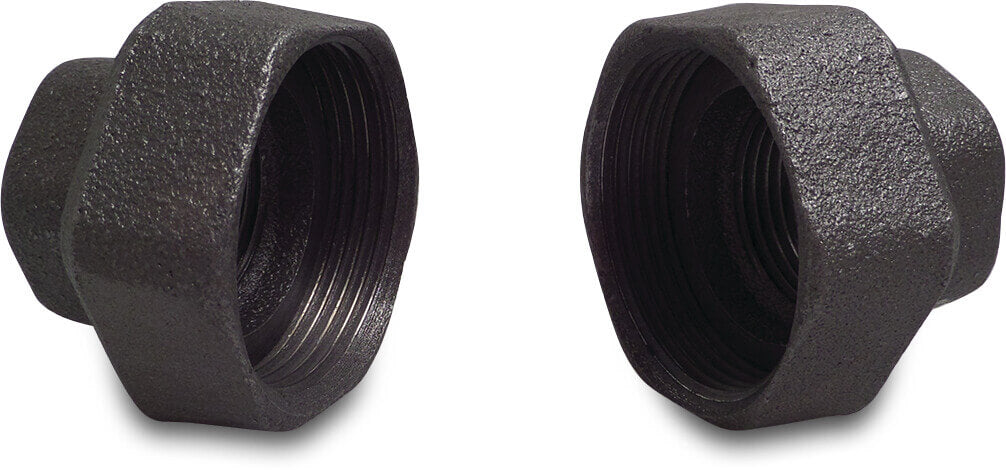Profec Pumpenverschraubungsset Gusseisen Schwarz 1 1/2" x 1" Überwurfmutter IG x Innengewinde 25bar DVGW