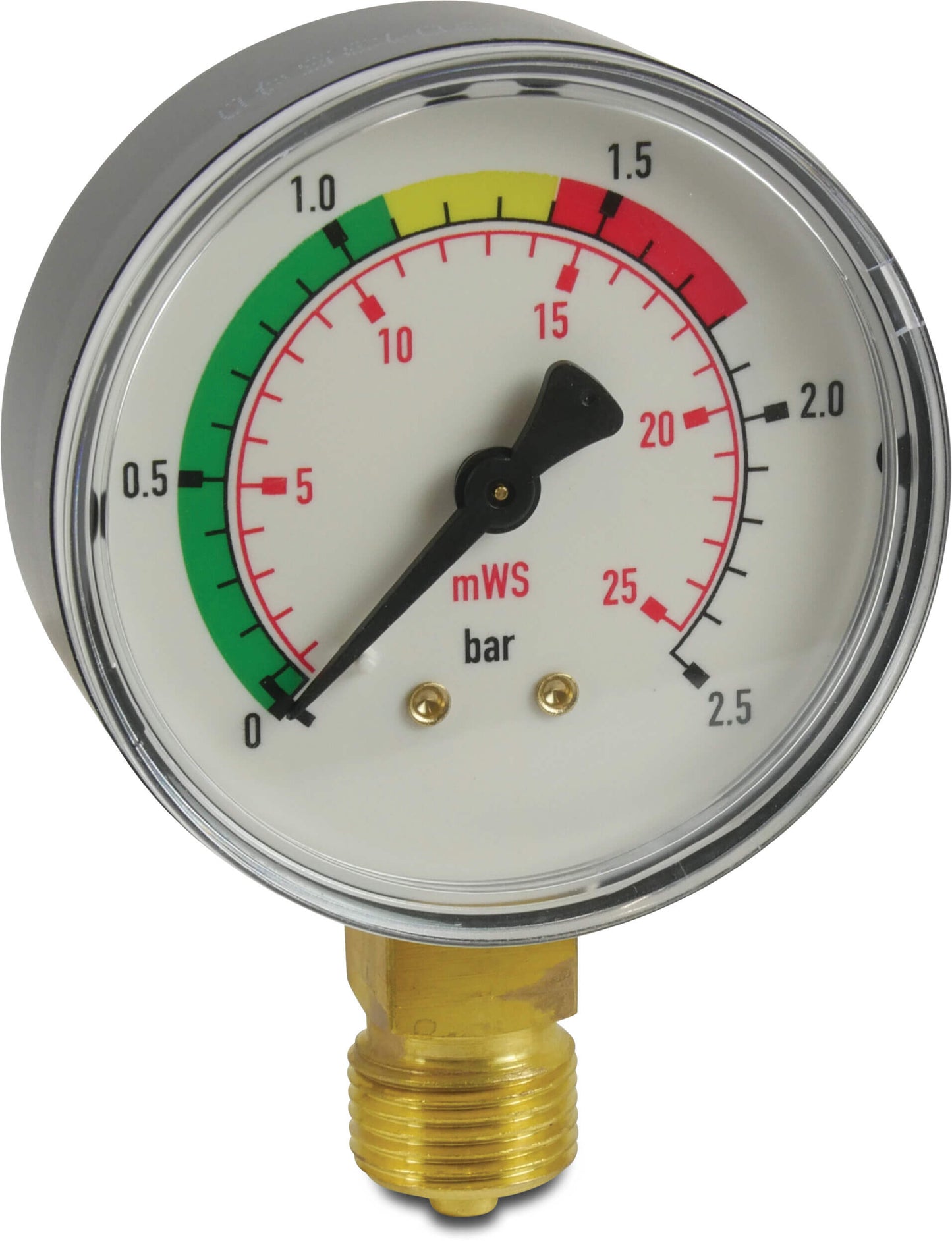 Manometer 63mm 0-2,5 bar 3/8" Anschluss unten