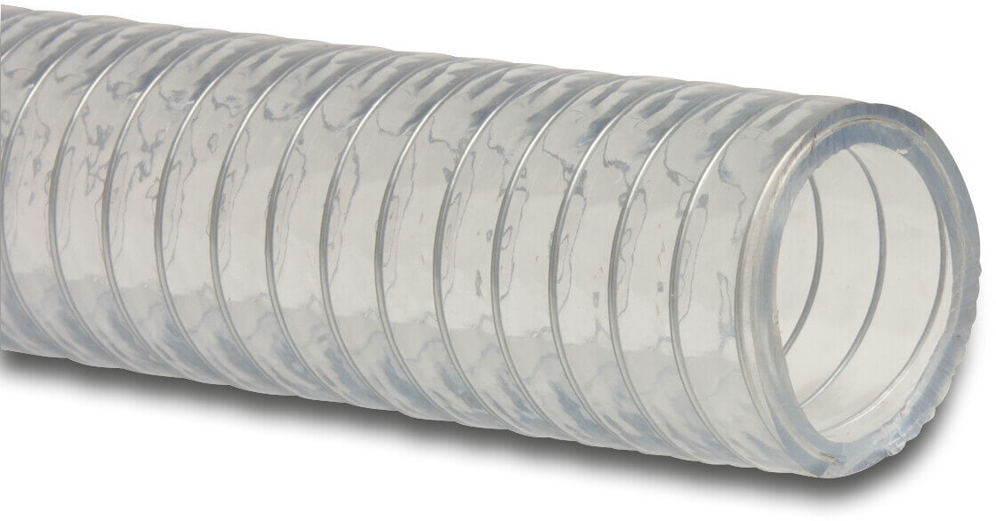 Profec Spiralsaug- und Druckschlauch PVC/Stahl 51 mm x 60,5 mm 3bar 0.8bar Transparent 30m Typ Profecsteel (VE: 30 m)
