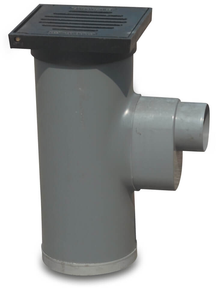 Straßenablauf PVC-U 250 mm x 125 mm Stutzen Grau