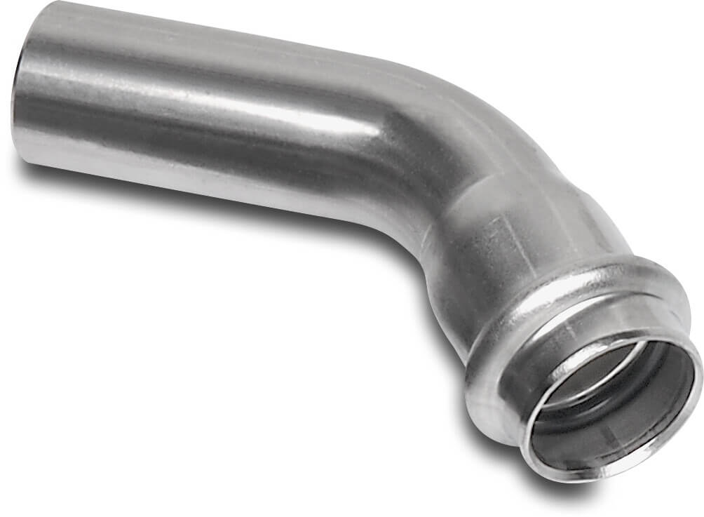 Bonfix Bogen 45° Edelstahl 316L Pressmuffe x Stutzen KIWA