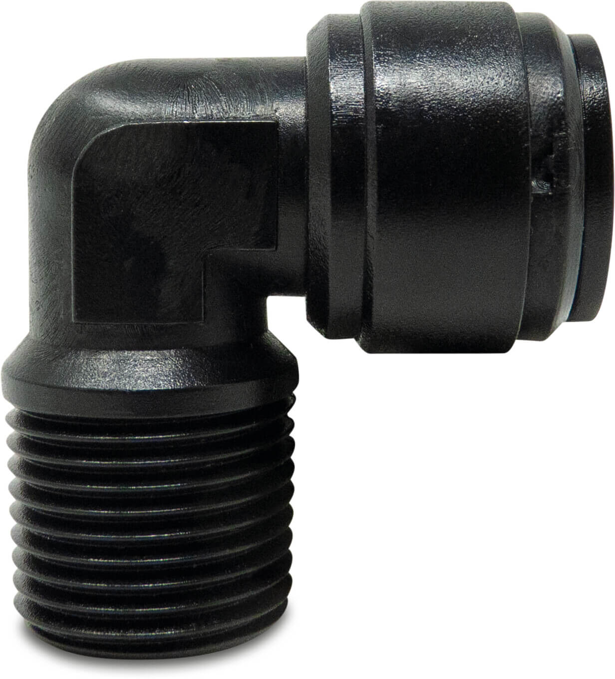 Winkel 90° POM Einsteck x Außengewinde 20bar Schwarz WRAS Typ Aquaspeed
