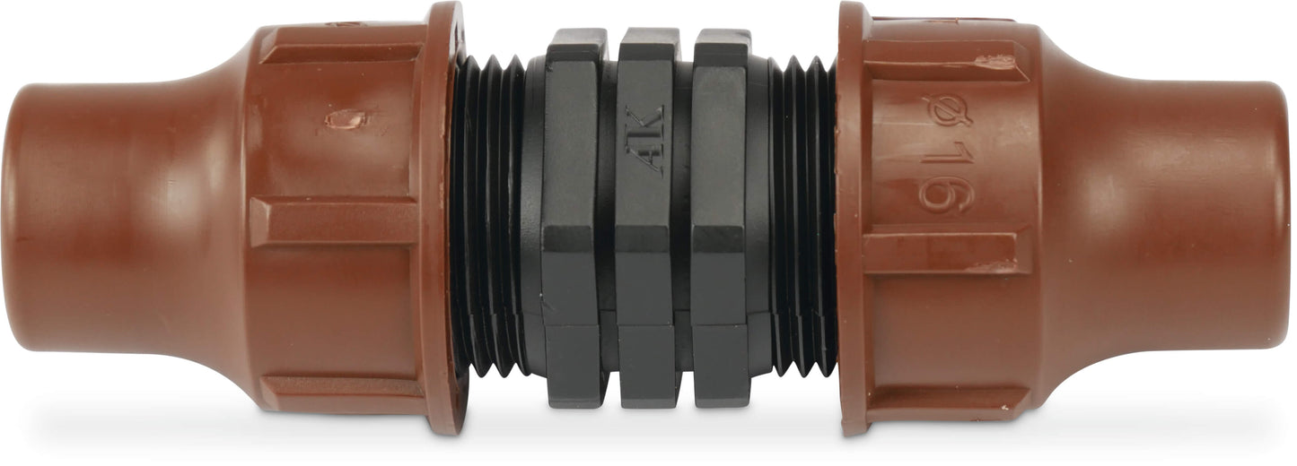 Schlauchverbinder PP 16 mm lock 6bar Braun Typ BF-12 lock (VE: 10 St.)