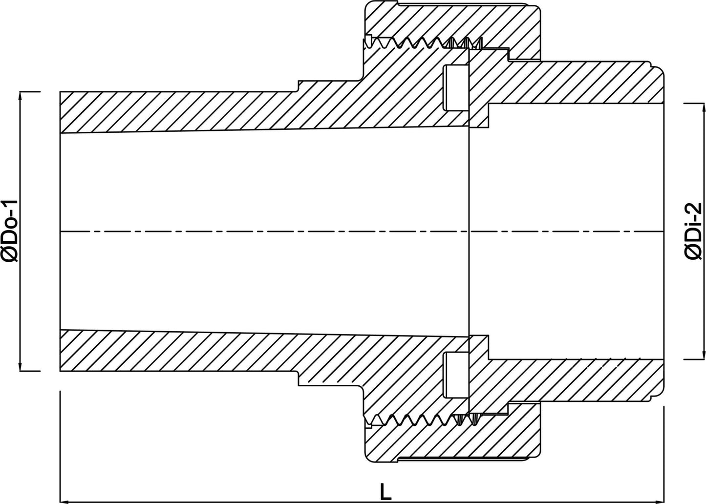 Profec Verschraubung PVC-U Klebemuffe x Stutzen 10bar DN50 Grau