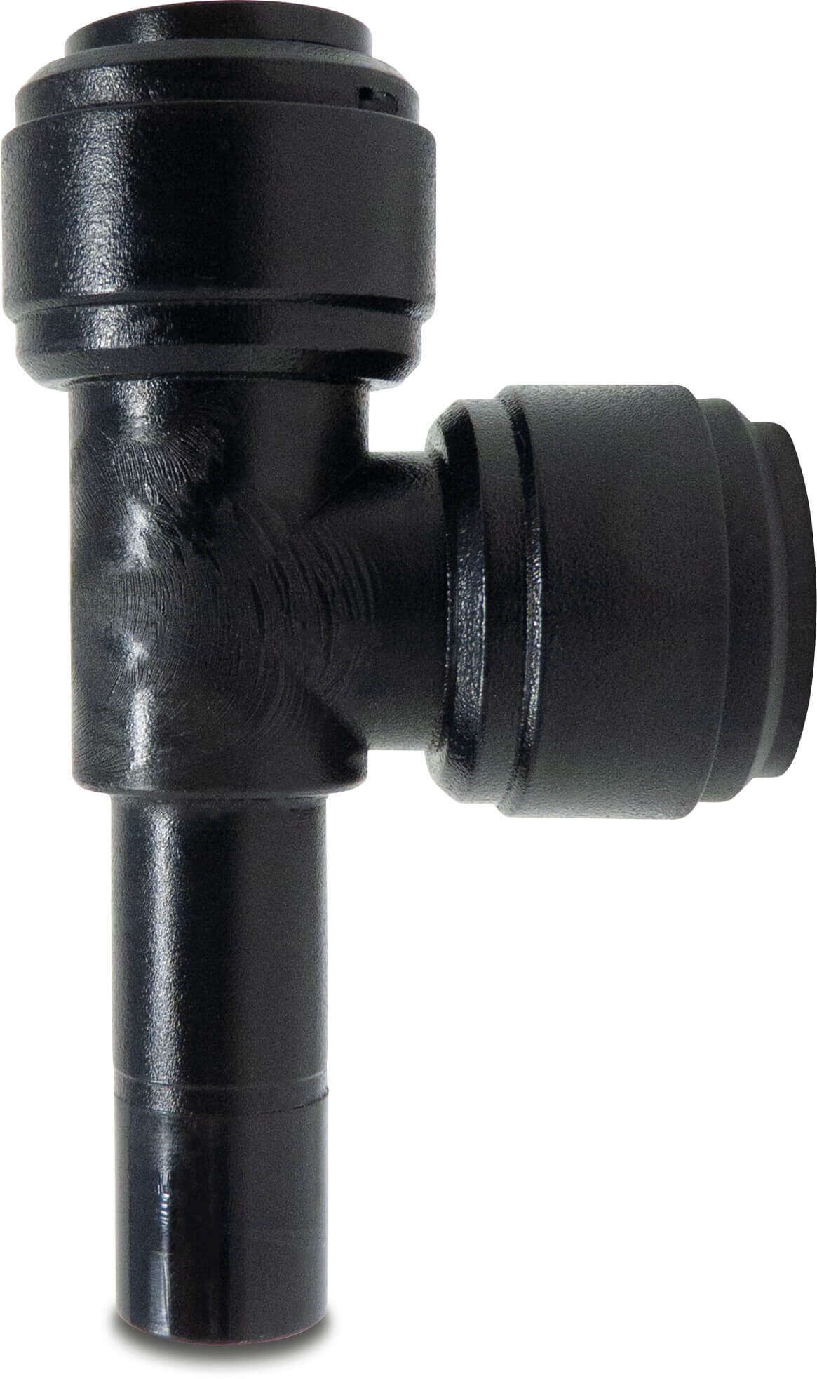 T-Stück 90° POM Stutzen x Einsteck x Einsteck 20bar Schwarz WRAS Typ Aquaspeed