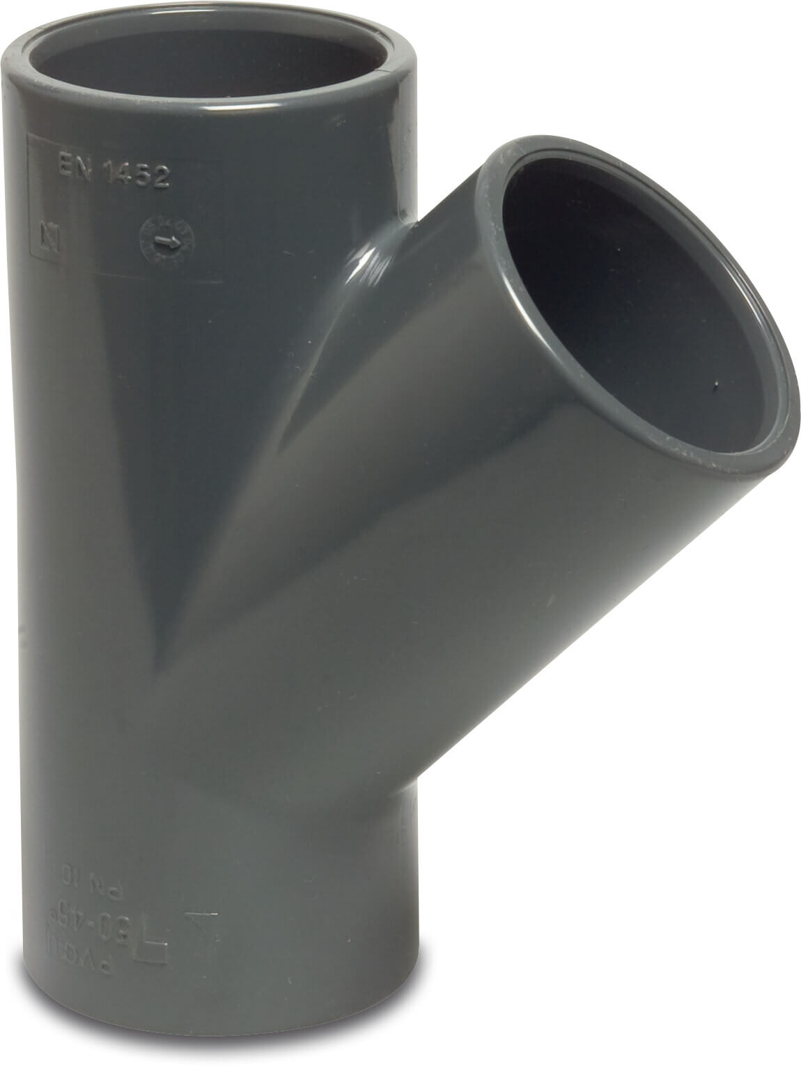 Profec T-Stück 45° PVC-U Klebemuffe 16bar Grau
