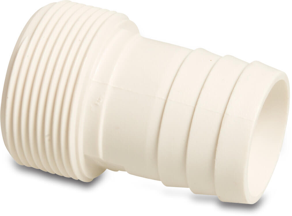Schlauchtülle ABS 1 1/2" x 38 mm Außengewinde x Schlauchtülle Weiß (VE: 10 St.)